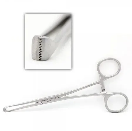 Ring handle with two tips that have serrations that come together