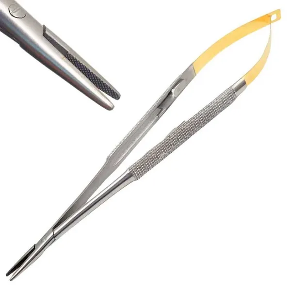 Photo of a Castroviejo needle driver, a surgical instrument