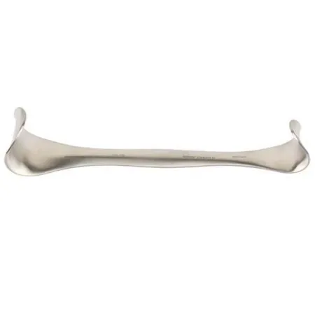 Flat handle with two, differing sized, curved tips