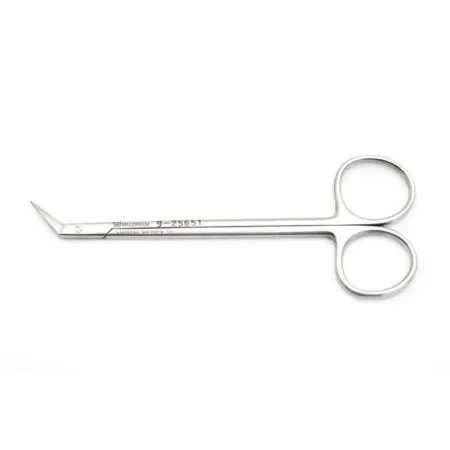 Ring-handled instrument with fine, delicate, angled cutting tips