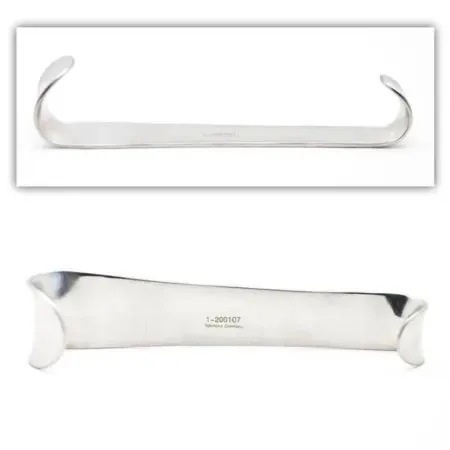 Flat handle with two curved tips, differing sizes